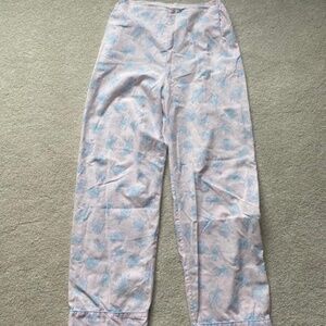 Light pink and blue floral vintage loungewear pajama pants